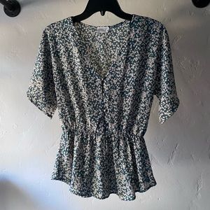Sage Green Floral Blouse
